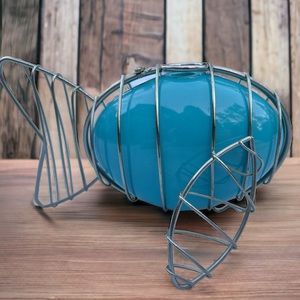 Art Deco Wire and Ceramic Fish Vase New Creative Industries 8”L x 6”W x 5”H